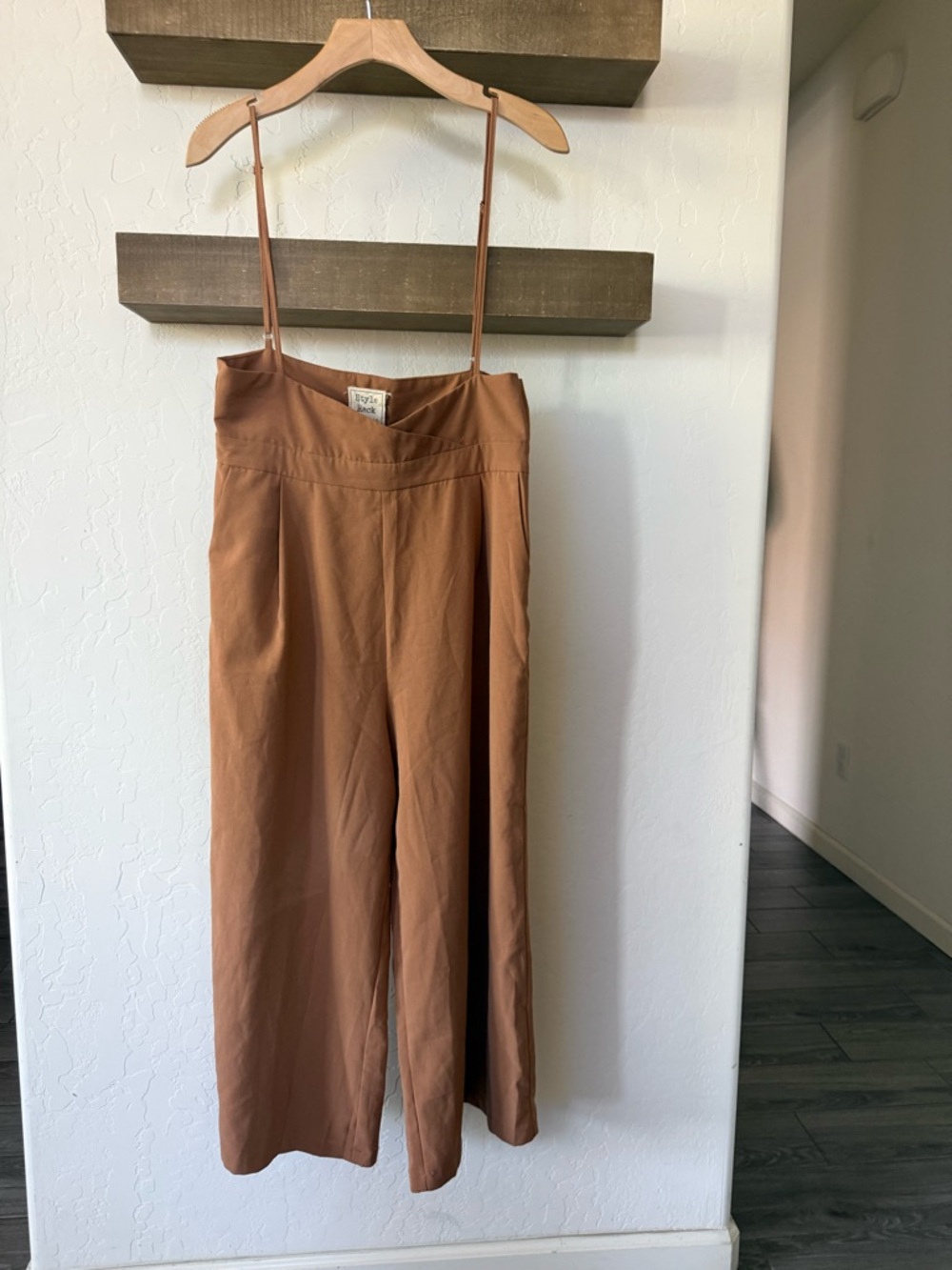 Style Rack|Rust-Brown Wide-Leg Jumpsuit with Spaghetti Straps,overalls•••LARGE